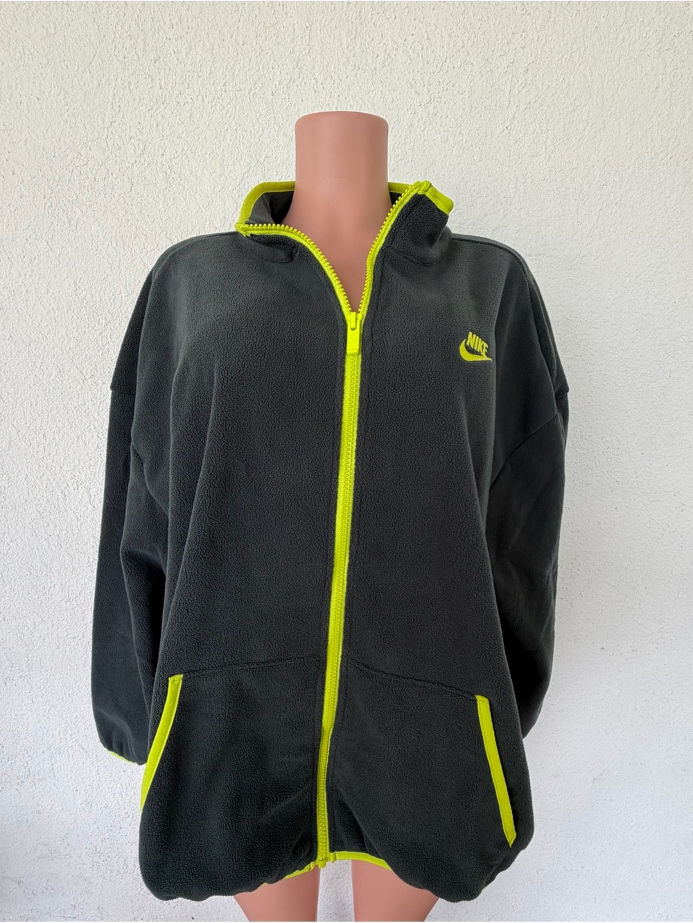 Nike Black Fleece Jacket with Neon Yellow Trim